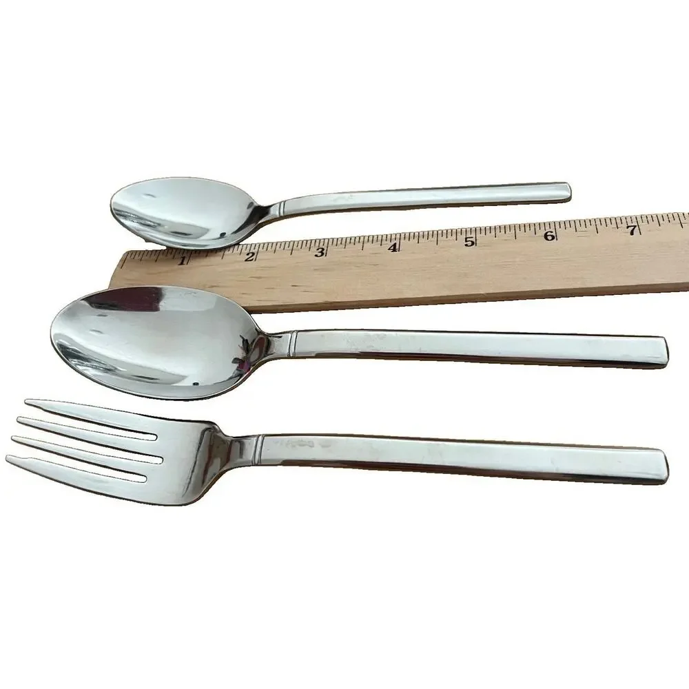 Cuisinart 18/10 Flatware Set of 3 Smooth Handle Modern Style Fork Spoons Silver